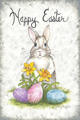 Easter Bunny Black Ornate Wood Framed Art Print with Double Matting by June, Mary Ann