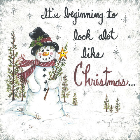 Beginning to Look Like Christmas White Modern Wood Framed Art Print with Double Matting by June, Mary Ann