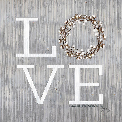 Love    White Modern Wood Framed Art Print with Double Matting by Rae, Marla