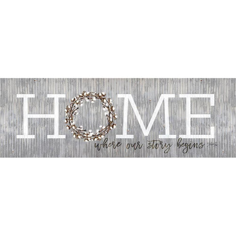 Home - Where Our Story Begins White Modern Wood Framed Art Print by Rae, Marla