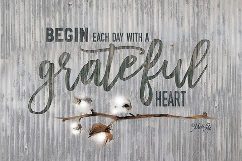 Grateful Heart Black Ornate Wood Framed Art Print with Double Matting by Rae, Marla