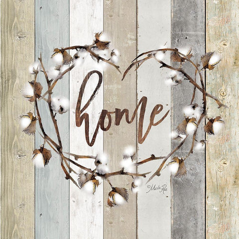 Home Cotton Wreath White Modern Wood Framed Art Print with Double Matting by Rae, Marla