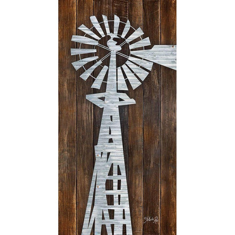 Metal Windmill Black Modern Wood Framed Art Print with Double Matting by Rae, Marla