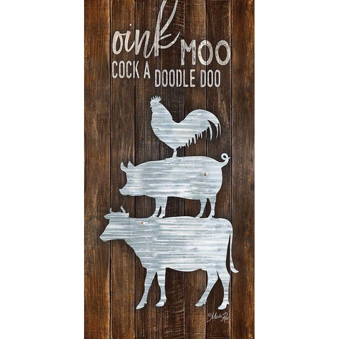 Metal Farm Animal Stack White Modern Wood Framed Art Print by Rae, Marla