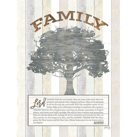 Family Prayer Tree Black Modern Wood Framed Art Print with Double Matting by Rae, Marla