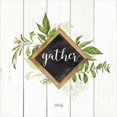 Gather Greenery Black Modern Wood Framed Art Print with Double Matting by Rae, Marla