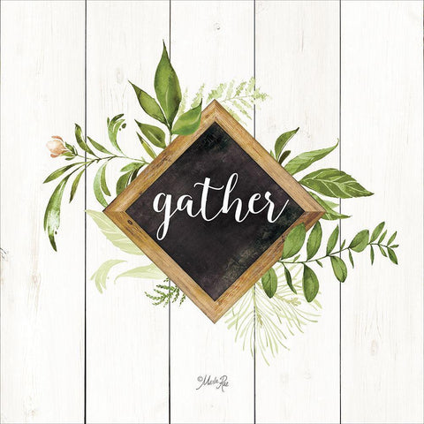 Gather Greenery Black Ornate Wood Framed Art Print with Double Matting by Rae, Marla