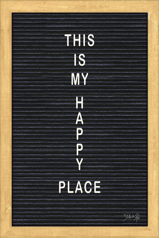 This is My Happy Place Felt Board White Modern Wood Framed Art Print with Double Matting by Rae, Marla