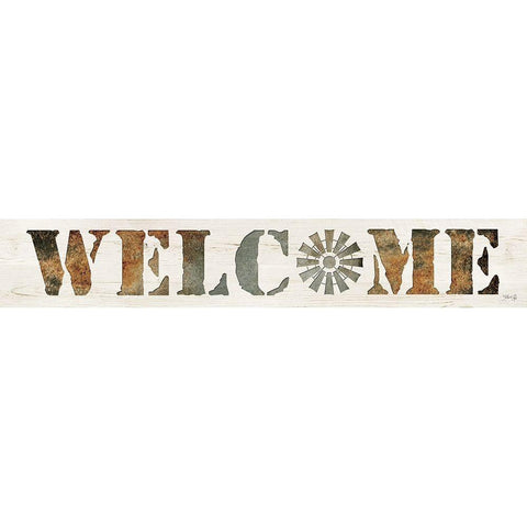 Welcome          Black Modern Wood Framed Art Print with Double Matting by Rae, Marla