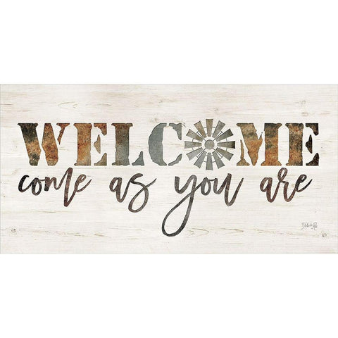 Welcome Come as You Are Black Modern Wood Framed Art Print with Double Matting by Rae, Marla