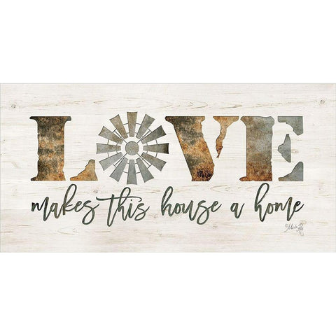 Love Makes This House a Home Gold Ornate Wood Framed Art Print with Double Matting by Rae, Marla