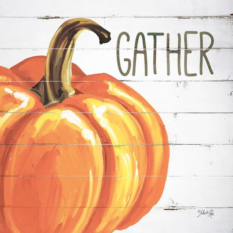 Gather Pumpkin White Modern Wood Framed Art Print with Double Matting by Rae, Marla