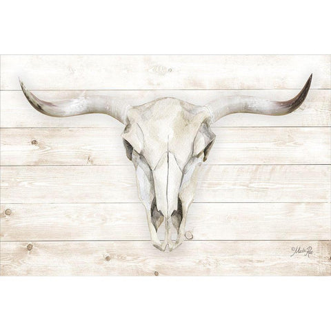 Cow Skull Black Modern Wood Framed Art Print with Double Matting by Rae, Marla