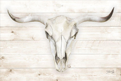 Cow Skull Black Ornate Wood Framed Art Print with Double Matting by Rae, Marla