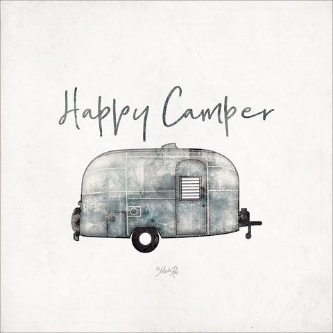 Happy Camper White Modern Wood Framed Art Print with Double Matting by Rae, Marla