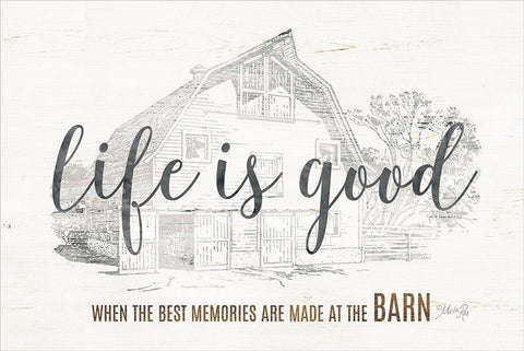 Life is Good at the Barn White Modern Wood Framed Art Print with Double Matting by Rae, Marla