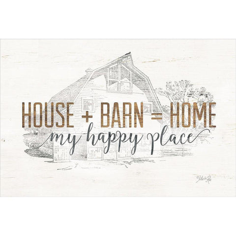 House + Barn = Home Black Modern Wood Framed Art Print with Double Matting by Rae, Marla