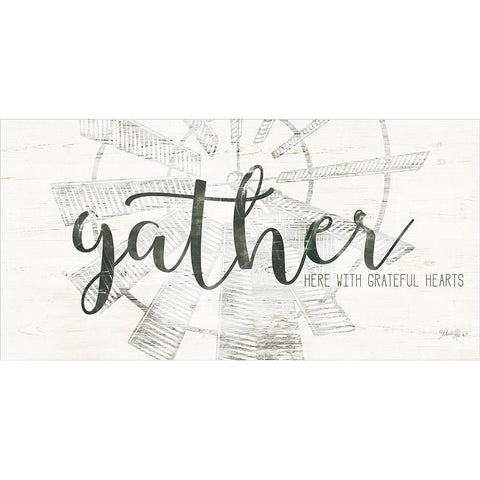 Gather Windmill Black Modern Wood Framed Art Print with Double Matting by Rae, Marla