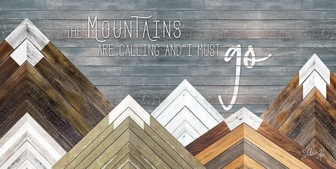 The Mountains are Calling and I Must Go White Modern Wood Framed Art Print with Double Matting by Rae, Marla