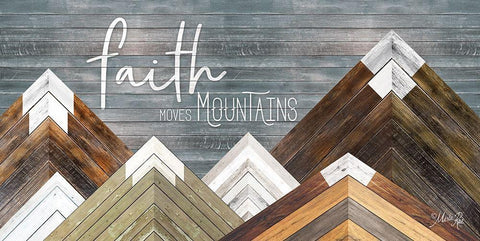 Faith Moves Mountains White Modern Wood Framed Art Print with Double Matting by Rae, Marla