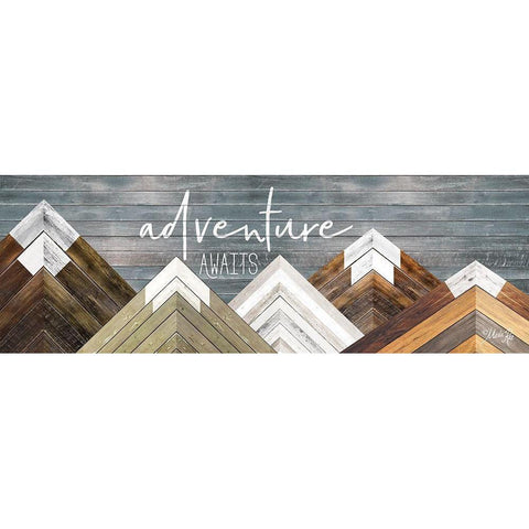 Adventure Awaits Black Modern Wood Framed Art Print with Double Matting by Rae, Marla