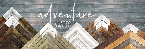 Adventure Awaits White Modern Wood Framed Art Print with Double Matting by Rae, Marla