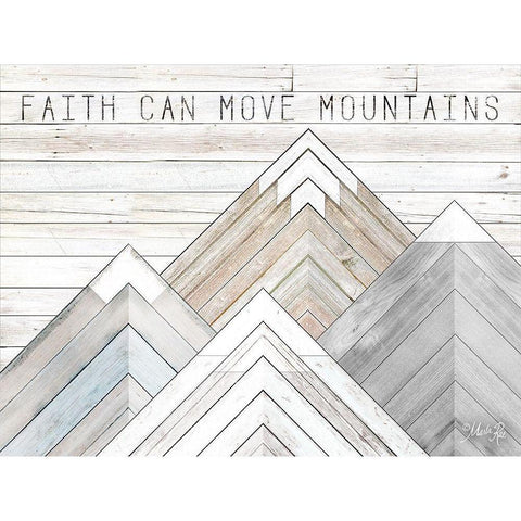 Faith Can Move Mountains Black Modern Wood Framed Art Print with Double Matting by Rae, Marla