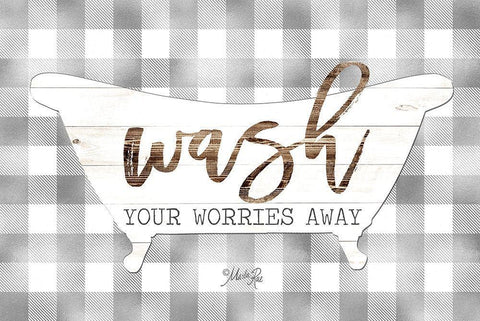 Wash Your Worries Away Black Ornate Wood Framed Art Print with Double Matting by Rae, Marla