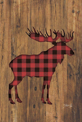 Buffalo Plaid Moose White Modern Wood Framed Art Print with Double Matting by Rae, Marla