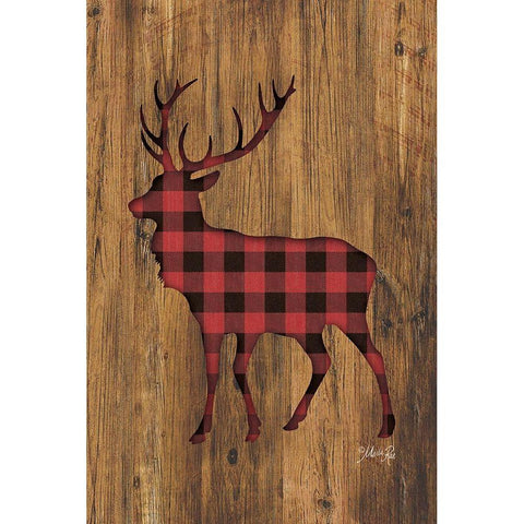 Buffalo Plaid Deer Black Modern Wood Framed Art Print with Double Matting by Rae, Marla