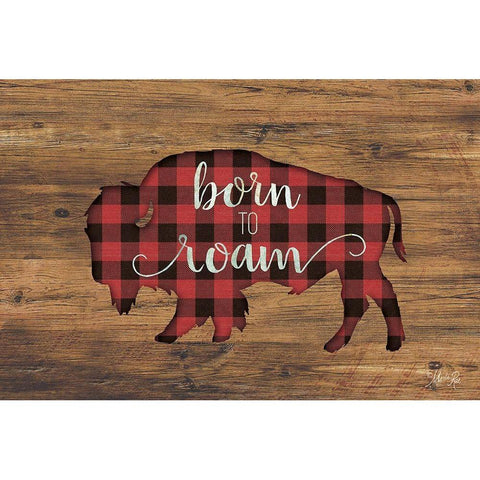 Born to Roam Bison Black Modern Wood Framed Art Print with Double Matting by Rae, Marla