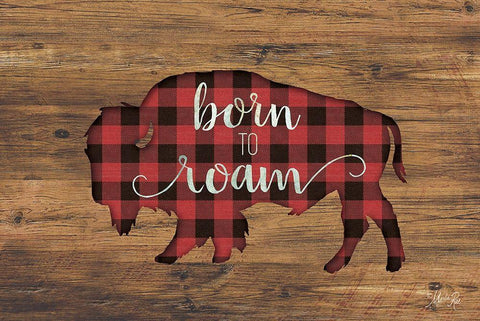 Born to Roam Bison Black Ornate Wood Framed Art Print with Double Matting by Rae, Marla