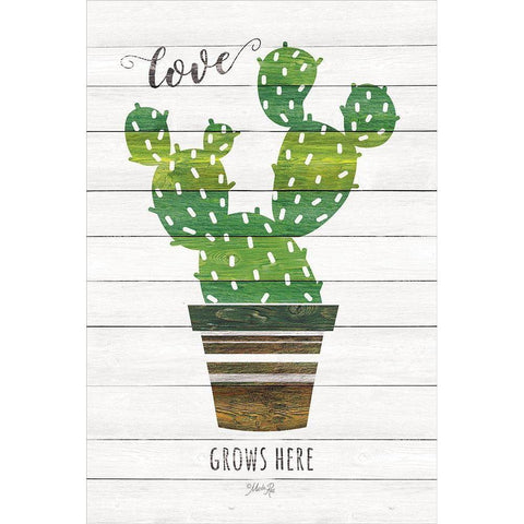 Love Grows Here White Modern Wood Framed Art Print by Rae, Marla