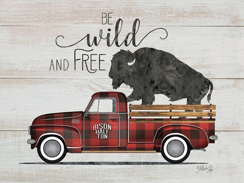 Wild and Free Vintage Truck White Modern Wood Framed Art Print with Double Matting by Rae, Marla