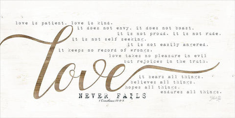 Love Never Fails Black Ornate Wood Framed Art Print with Double Matting by Rae, Marla