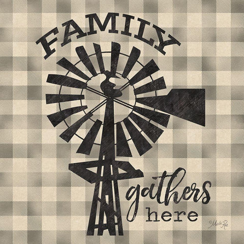 Family Gathers Here  White Modern Wood Framed Art Print by Rae, Marla