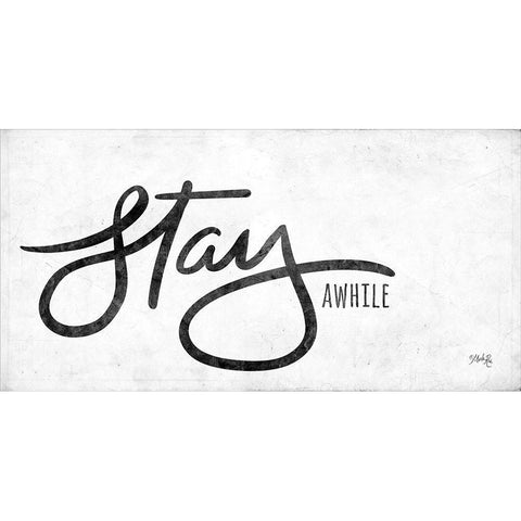 Stay Awhile Black Modern Wood Framed Art Print with Double Matting by Rae, Marla