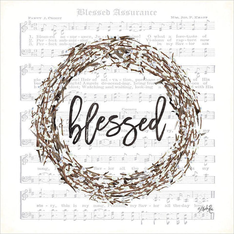 Blessed Assurance Bless Wreath Black Ornate Wood Framed Art Print with Double Matting by Rae, Marla