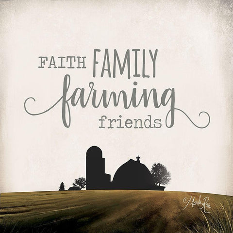 Faith Family Farming Friends Black Ornate Wood Framed Art Print with Double Matting by Rae, Marla