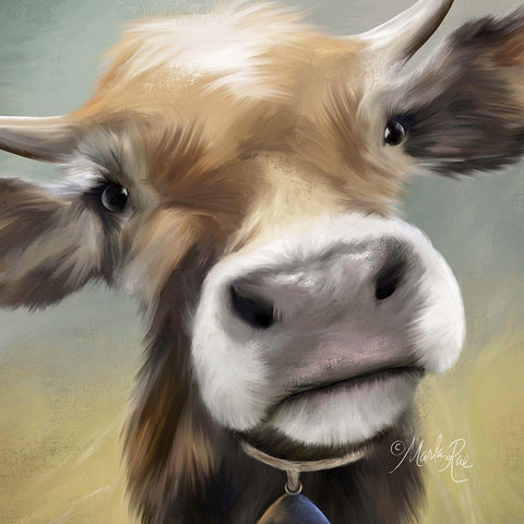 Up Close Moomoo White Modern Wood Framed Art Print by Rae, Marla