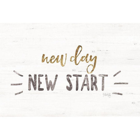 New Day, New Start Black Modern Wood Framed Art Print with Double Matting by Rae, Marla