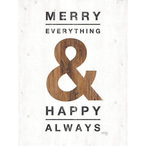 Happy Always Black Modern Wood Framed Art Print with Double Matting by Rae, Marla