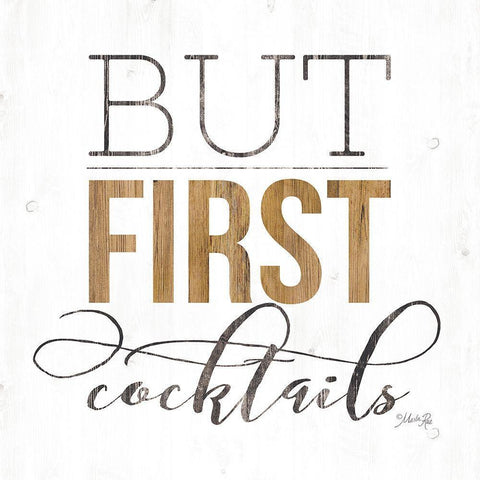 But First Cocktails Gold Ornate Wood Framed Art Print with Double Matting by Rae, Maria