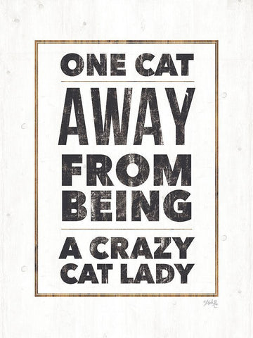 Crazy Cat Lady White Modern Wood Framed Art Print with Double Matting by Rae, Marla