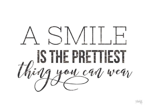 A Smile is the Prettiest Thing You Can Wear White Modern Wood Framed Art Print with Double Matting by Rae, Maria