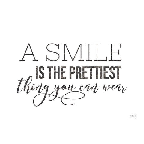 A Smile is the Prettiest Thing You Can Wear Black Modern Wood Framed Art Print with Double Matting by Rae, Maria