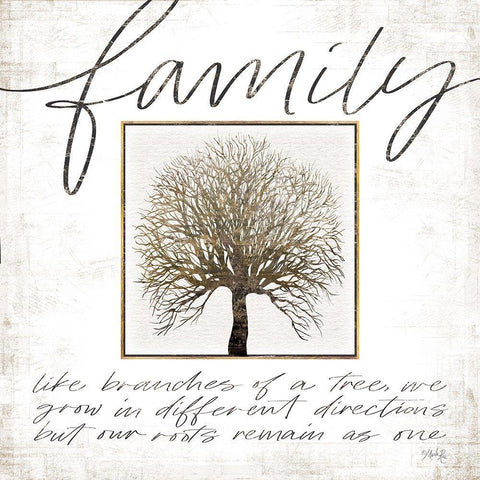 Family Tree Black Ornate Wood Framed Art Print with Double Matting by Rae, Maria