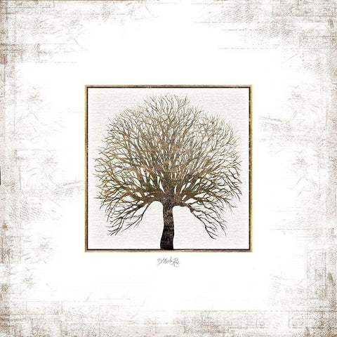 Tree Squared Gold Ornate Wood Framed Art Print with Double Matting by Rae, Marla