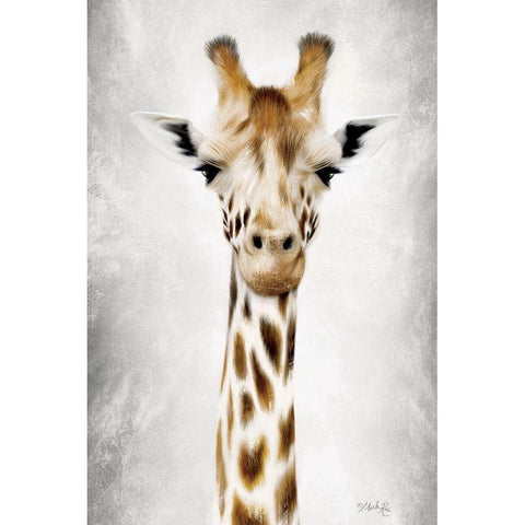 Geri the Giraffe Up Close White Modern Wood Framed Art Print by Rae, Marla