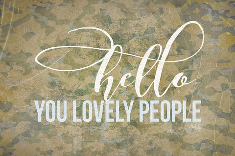 Hello You Lovely People White Modern Wood Framed Art Print with Double Matting by Rae, Marla